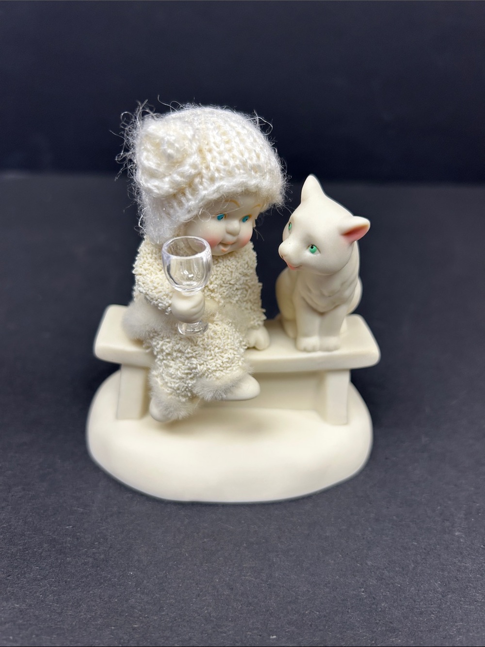 2014 retired  Department 56 Snowbabies bisque porcelain “Kitty Cocktail”Figure